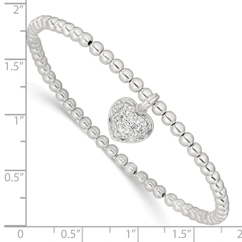 Sterling Silver CZ Heart Stretch Bracelet QH5450