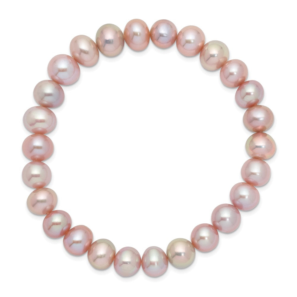 8-9mm Pink Near-round Freshwater Cultured Pearl Stretch Bracelet QH5458