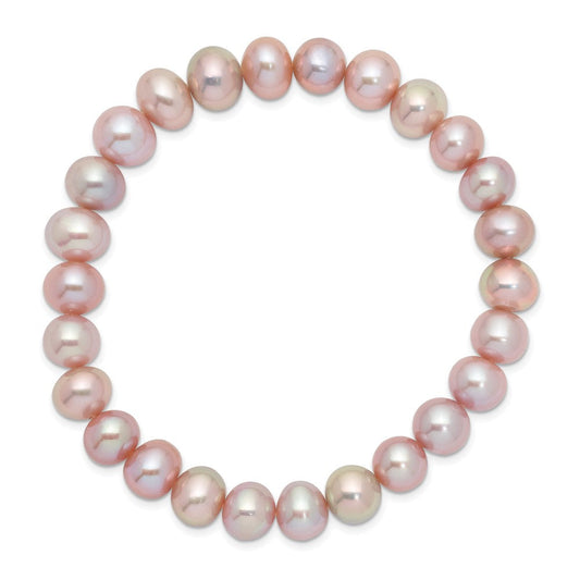 8-9mm Pink Near-round Freshwater Cultured Pearl Stretch Bracelet QH5458