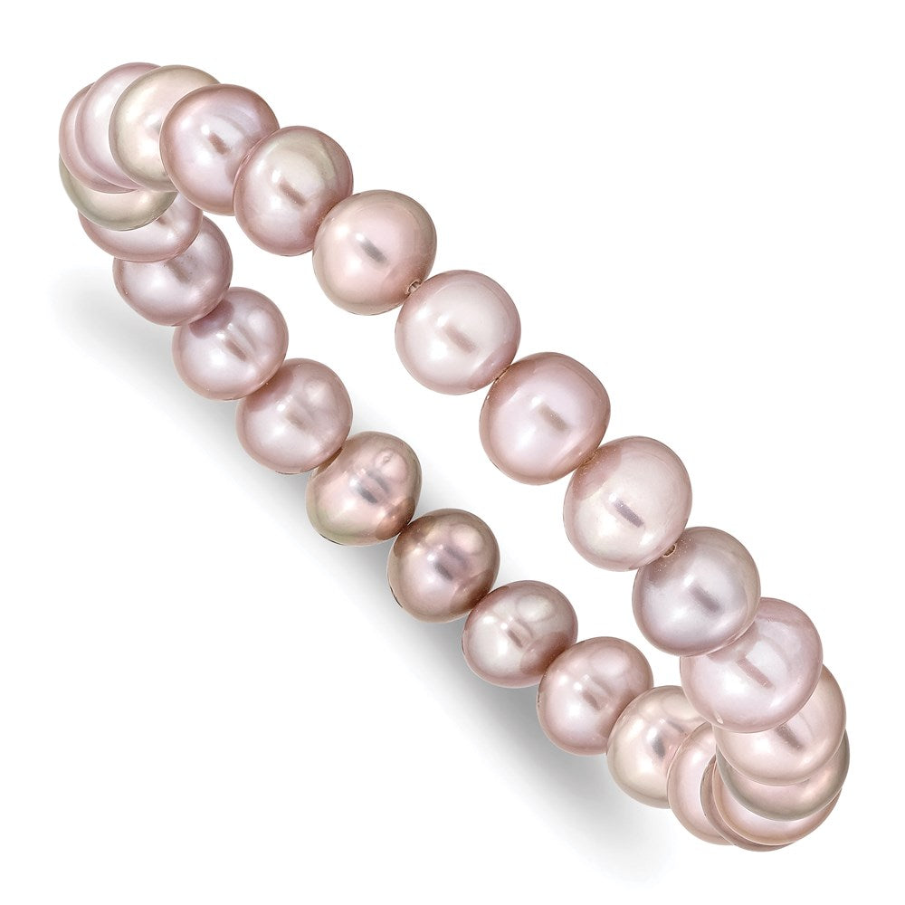 8-9mm Pink Near-round Freshwater Cultured Pearl Stretch Bracelet QH5458