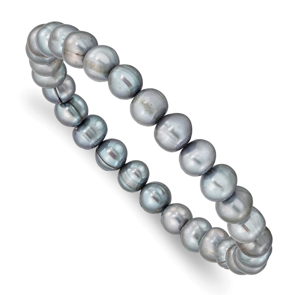 6-7mm Grey Freshwater Cultured Pearl Stretch Bracelet QH5459