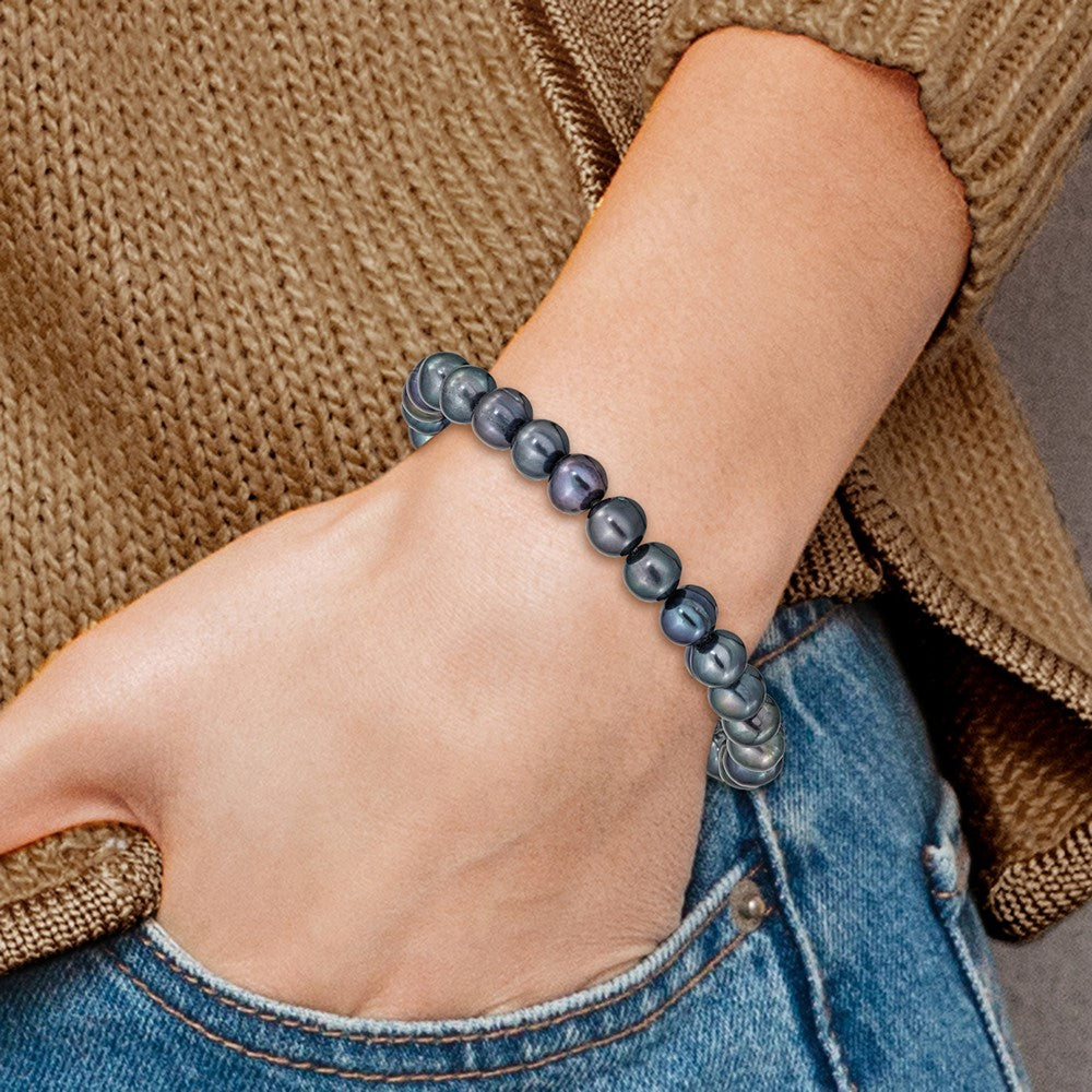 6-7mm Black Freshwater Cultured Pearl Stretch Bracelet QH5462