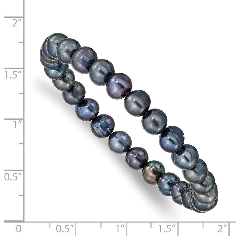 6-7mm Black Freshwater Cultured Pearl Stretch Bracelet QH5462