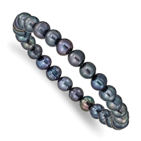 6-7mm Black Freshwater Cultured Pearl Stretch Bracelet QH5462