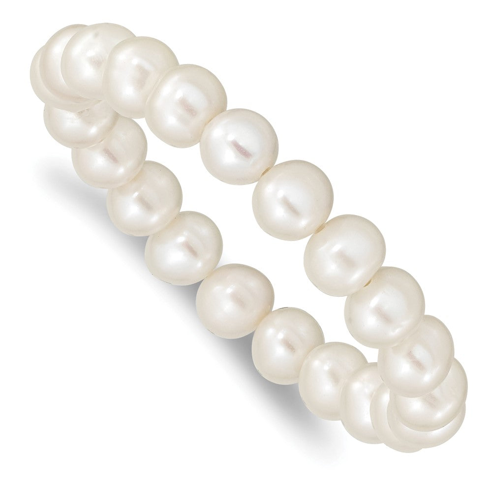 Madi K 5-6mm White Semi-Round Freshwater Cultured Pearl Children's Stretch Bracelet QH5566