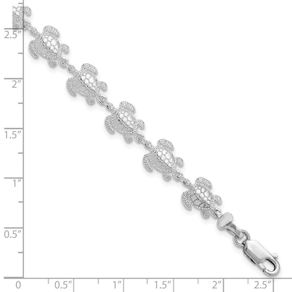 De-Ani Sterling Silver Rhodium-plated Polished Sea Turtle 7.5 inch Bracelet QH5572-7.5