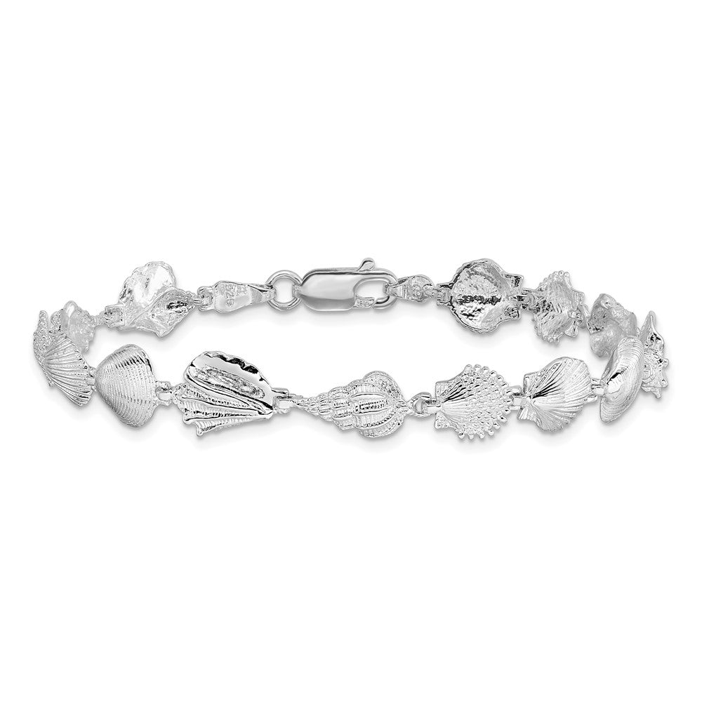 De-Ani Sterling Silver Rhodium-plated Polished Multi-Shell 7.25 inch Bracelet QH5583-7.25