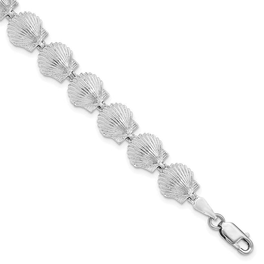 De-Ani Sterling Silver Rhodium-plated Polished Scallop Shell Bracelet QH5586-7.5