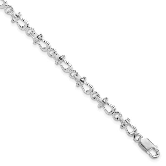De-Ani Sterling Silver Rhodium-plated Polished Mariners Shackle Link Bracelet QH5589-7.75