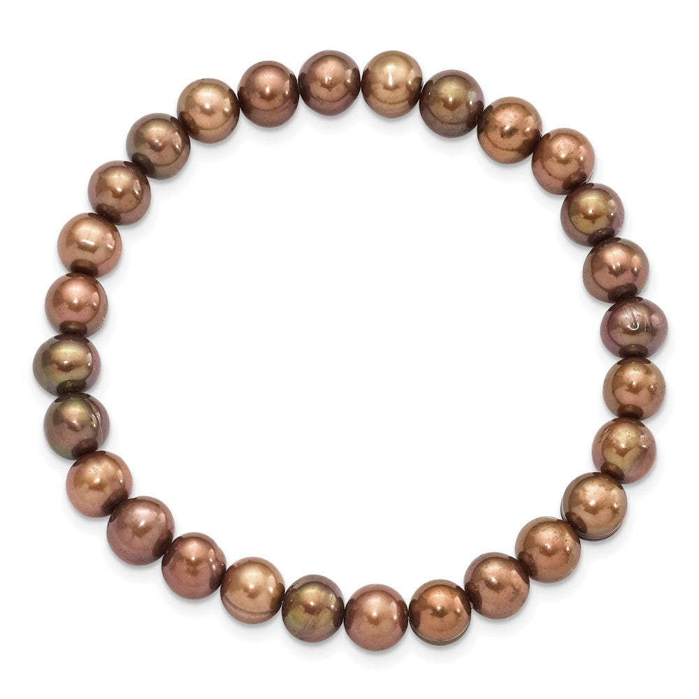 6-7mm Brown Semi-round Freshwater Cultured Pearl Stretch Bracelet QH5639