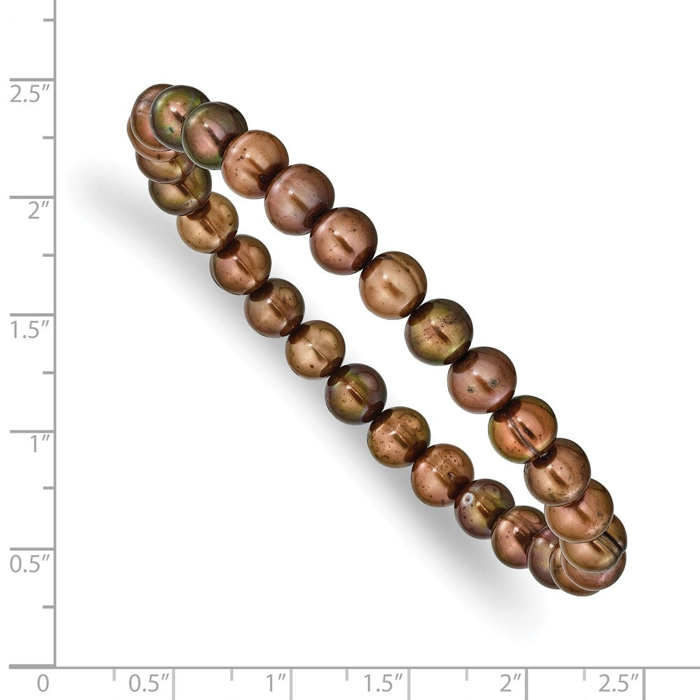 6-7mm Brown Semi-round Freshwater Cultured Pearl Stretch Bracelet QH5639