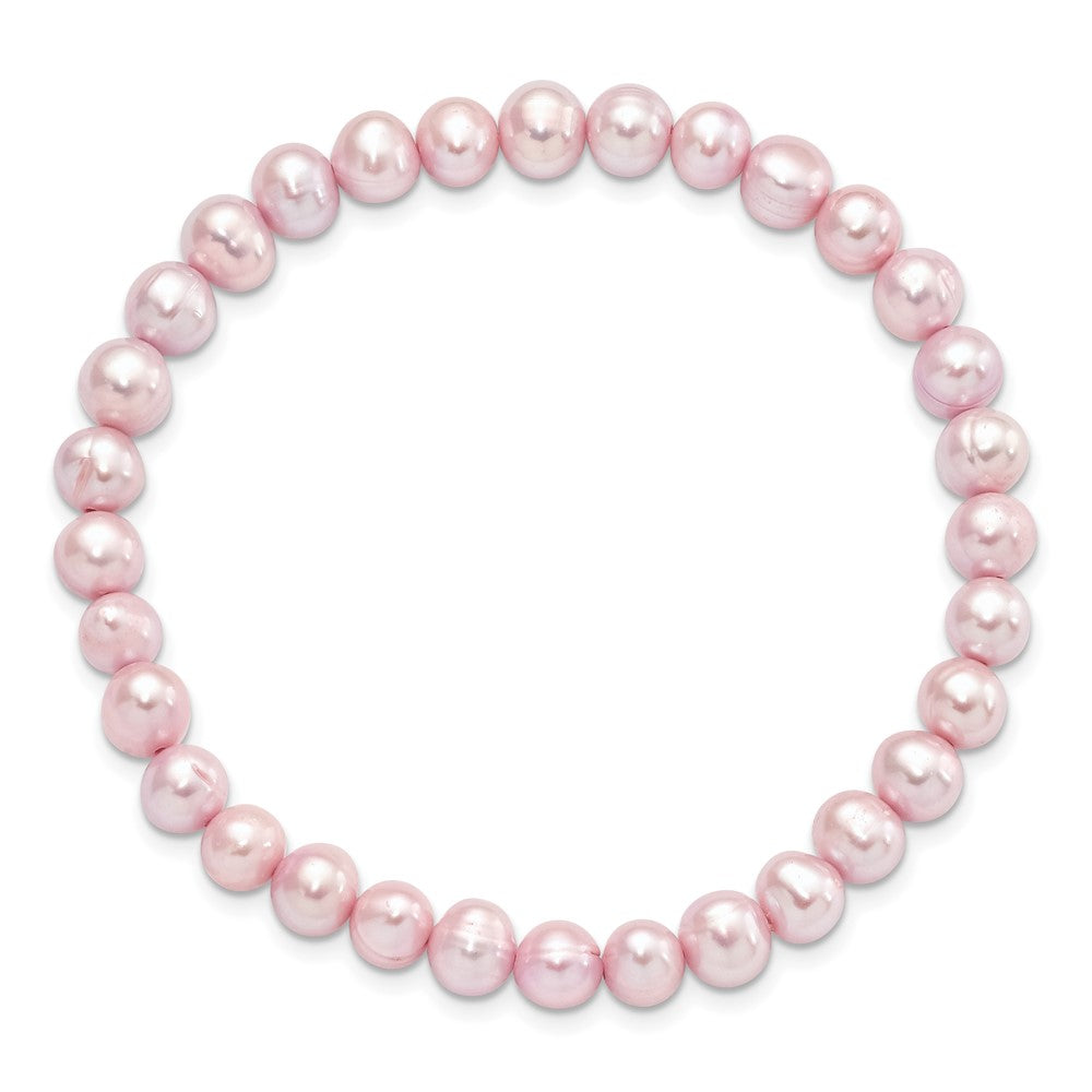 6-7mm Pink Semi-round Freshwater Cultured Pearl Stretch Bracelet QH5641