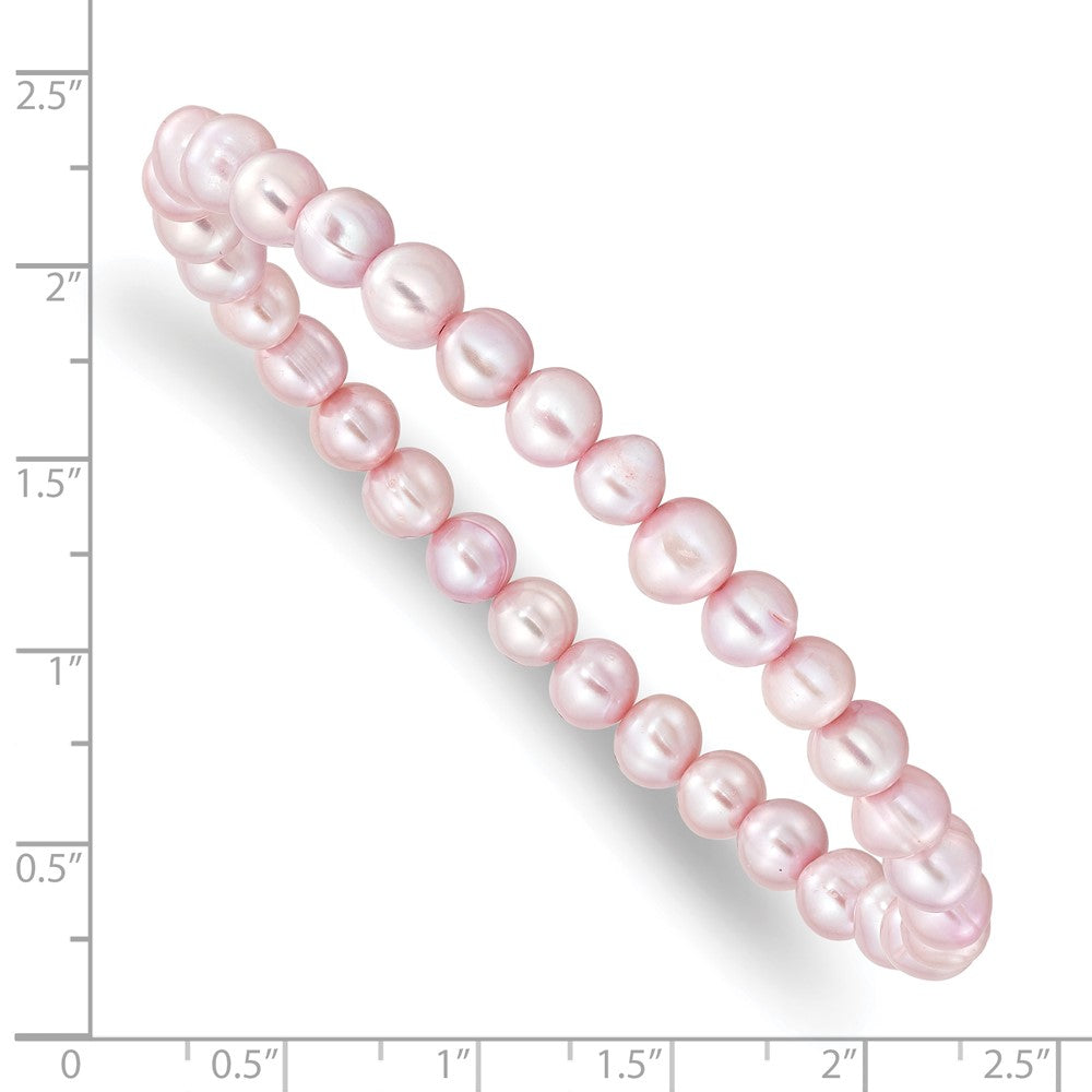 6-7mm Pink Semi-round Freshwater Cultured Pearl Stretch Bracelet QH5641