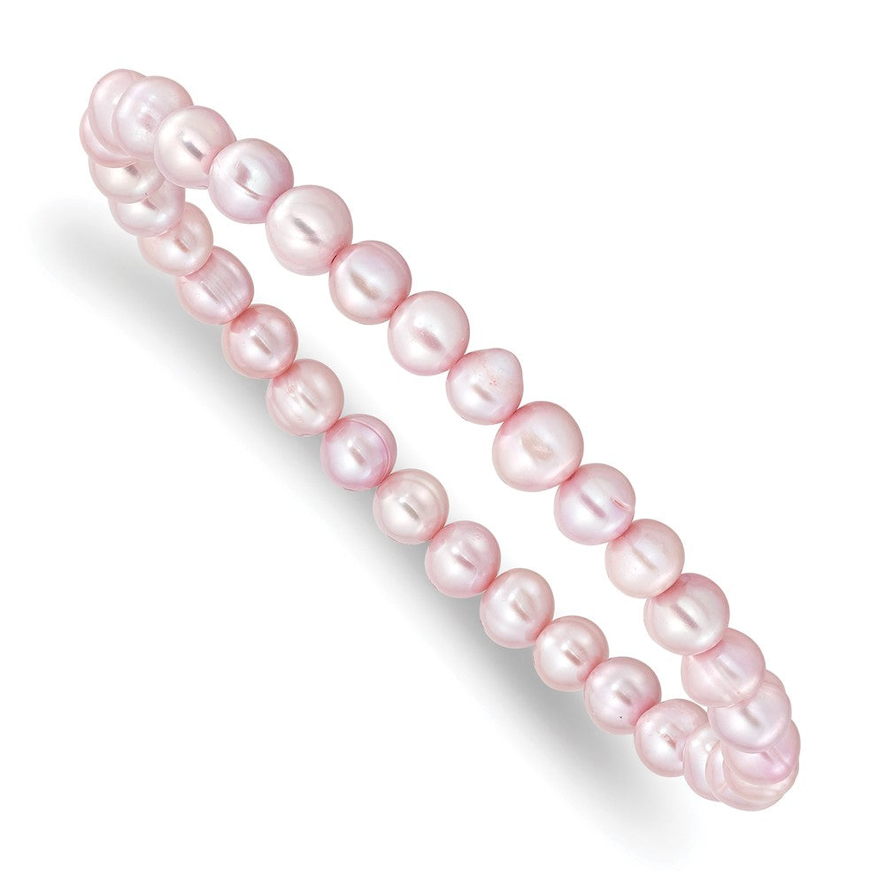 6-7mm Pink Semi-round Freshwater Cultured Pearl Stretch Bracelet QH5641