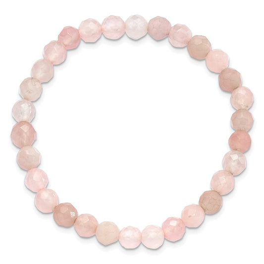 Rose Quartz Faceted 6.50mm Beaded Stretch Bracelet QH5725