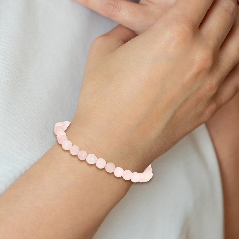 Rose Quartz Faceted 6.50mm Beaded Stretch Bracelet QH5725