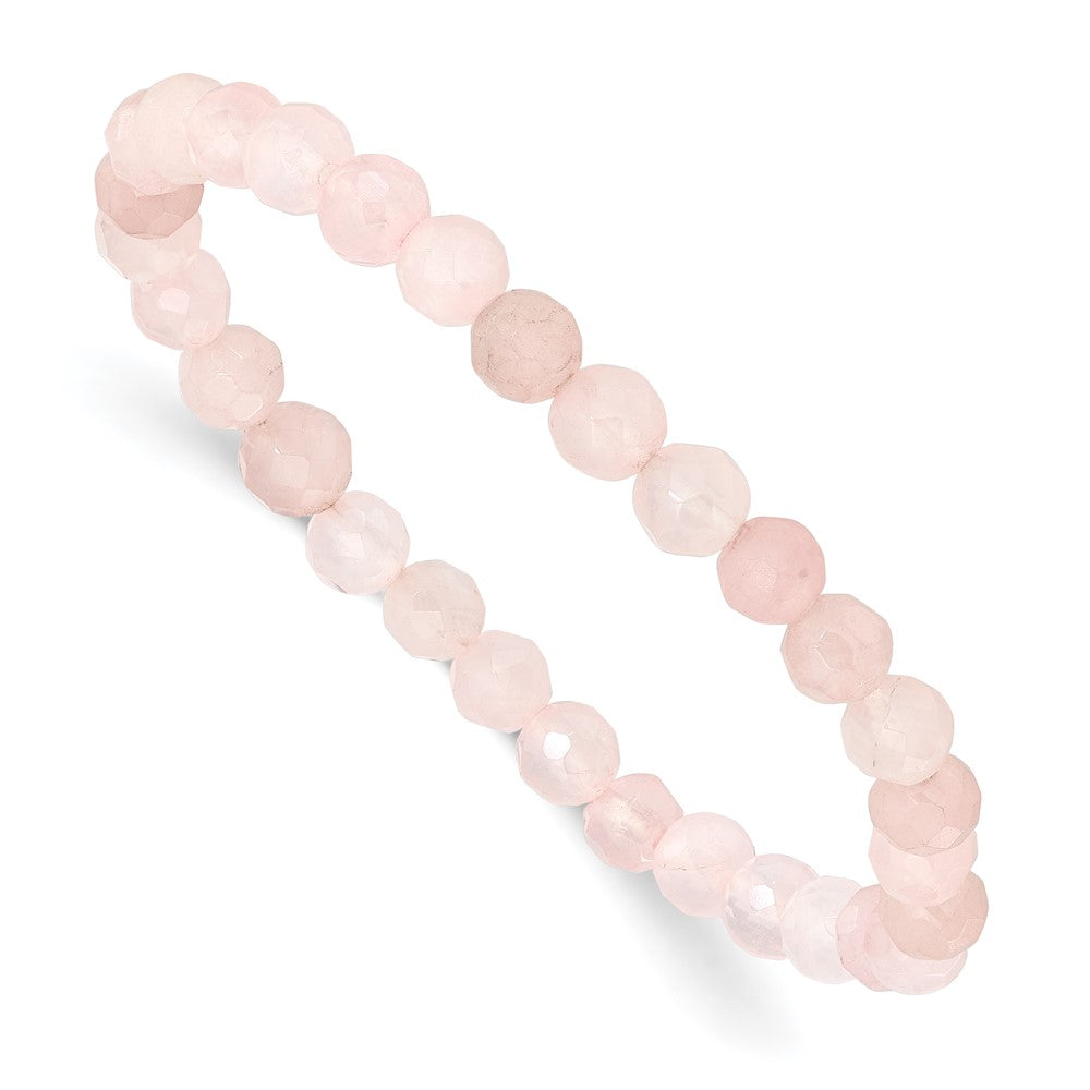 Rose Quartz Faceted 6.50mm Beaded Stretch Bracelet QH5725