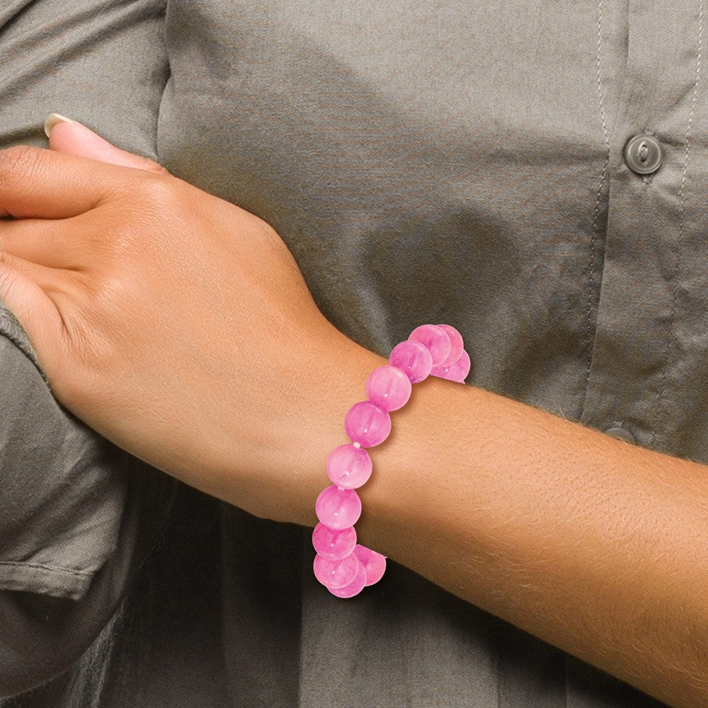 Pink Rose Quartz 10.00mm Beaded Stretch Bracelet QH5726