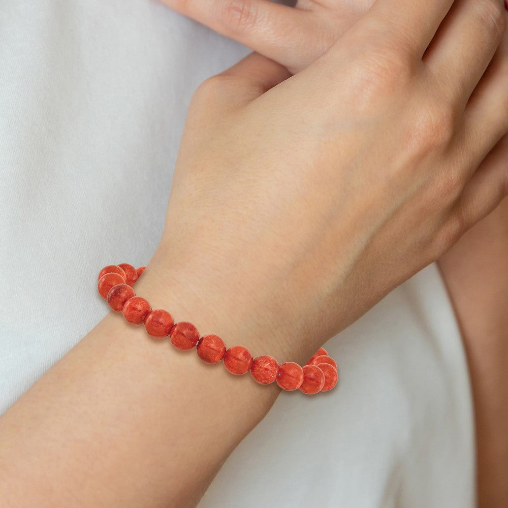 Reconstituted Coral 8.5mm Beaded Stretch Bracelet QH5729