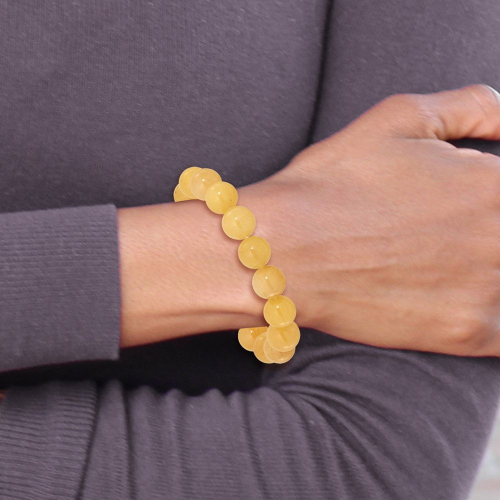 Yellow Quartz 10.00mm Beaded Stretch Bracelet QH5732