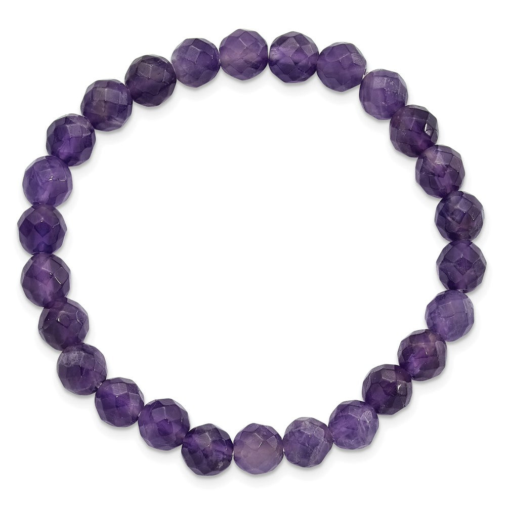 Amethyst Faceted 7.00mm Beaded Stretch Bracelet QH5737