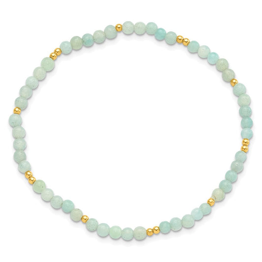 Sterling Silver Gold-plated 3mm Blue Quartz Stretch Bracelet QH5740