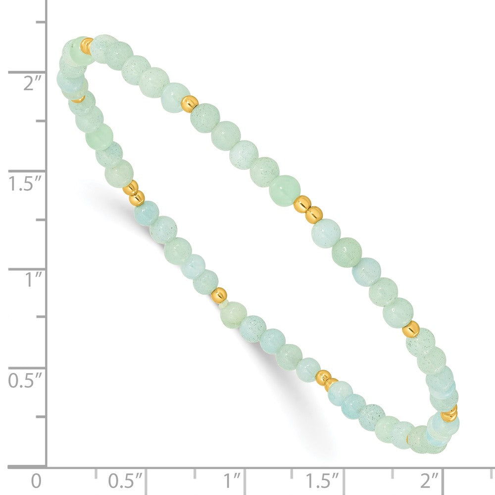 Sterling Silver Gold-plated 3mm Blue Quartz Stretch Bracelet QH5740
