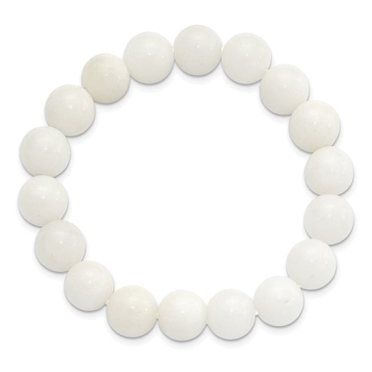 White Jade 10.00mm Beaded Stretch Bracelet QH5750