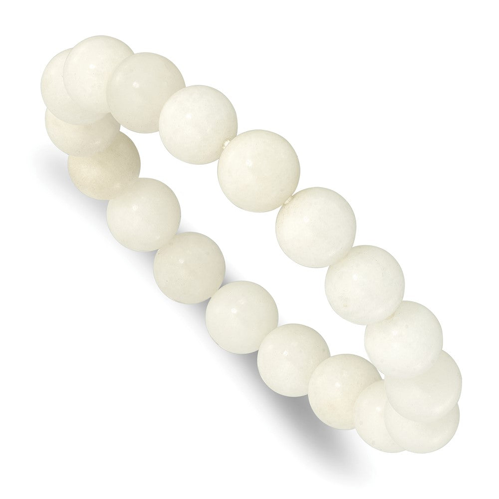 White Jade 10.00mm Beaded Stretch Bracelet QH5750