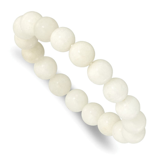 White Jade 10.00mm Beaded Stretch Bracelet QH5750