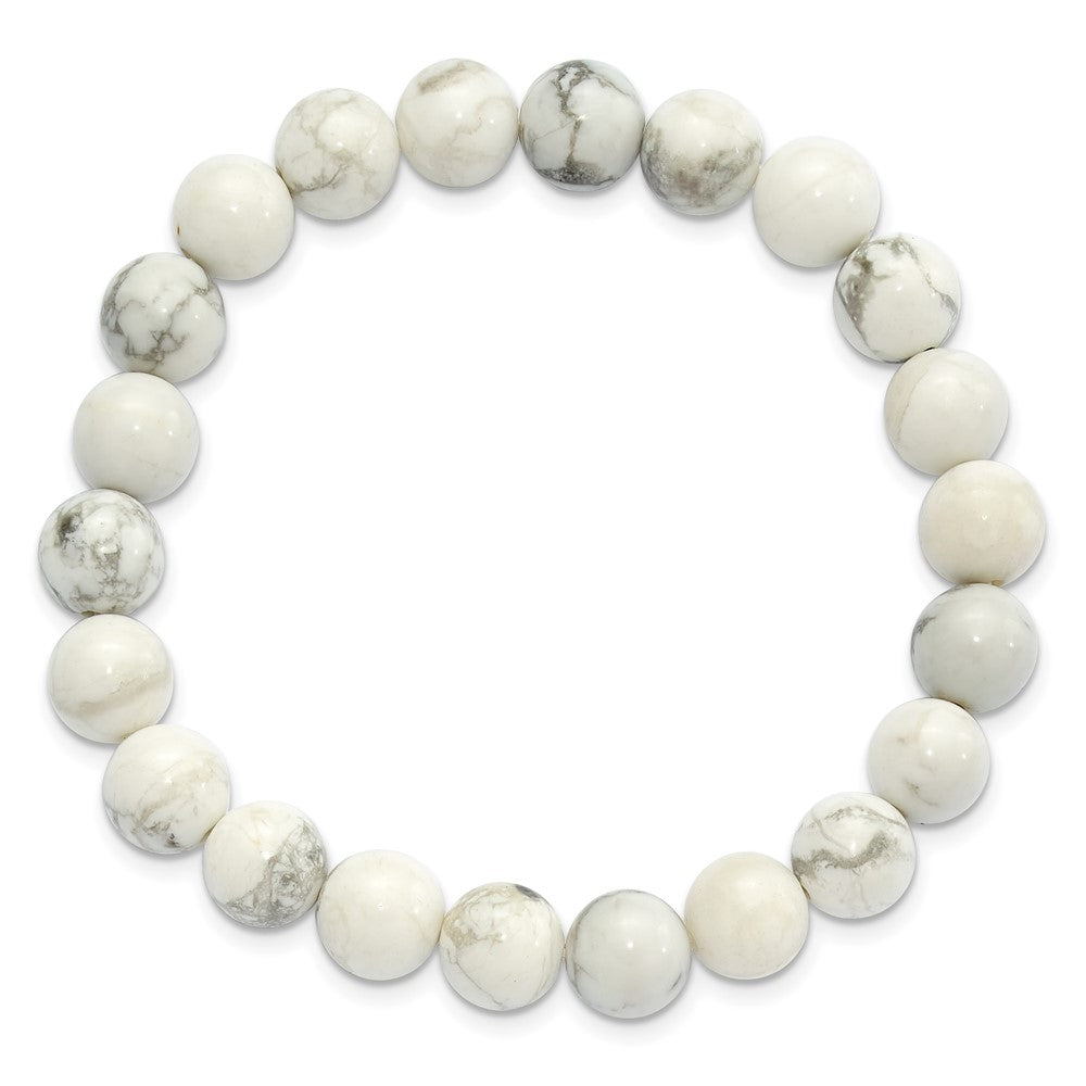 White Howlite 8.50mm Beaded Stretch Bracelet QH5759