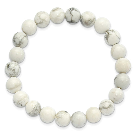 White Howlite 8.50mm Beaded Stretch Bracelet QH5759