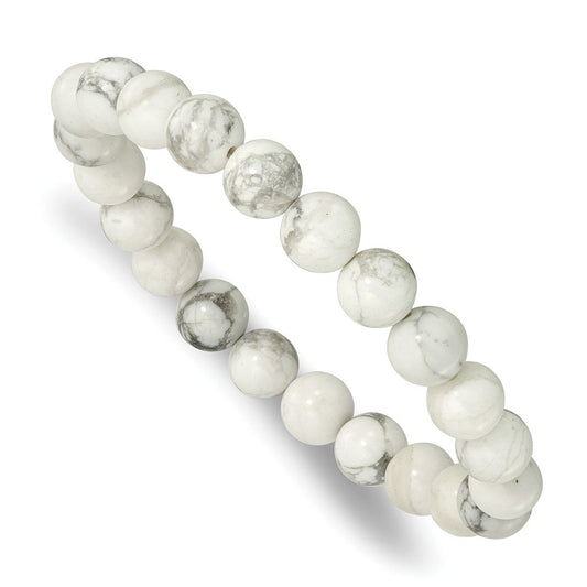 White Howlite 8.50mm Beaded Stretch Bracelet QH5759