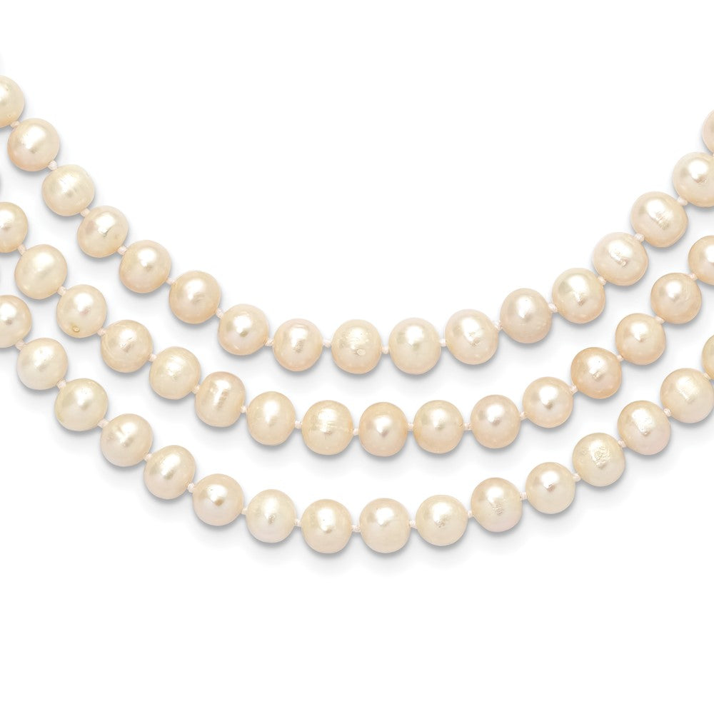 7-8mm White Near-Round Freshwater Cultured Pearl 76 inch Slip on Necklace QH5774