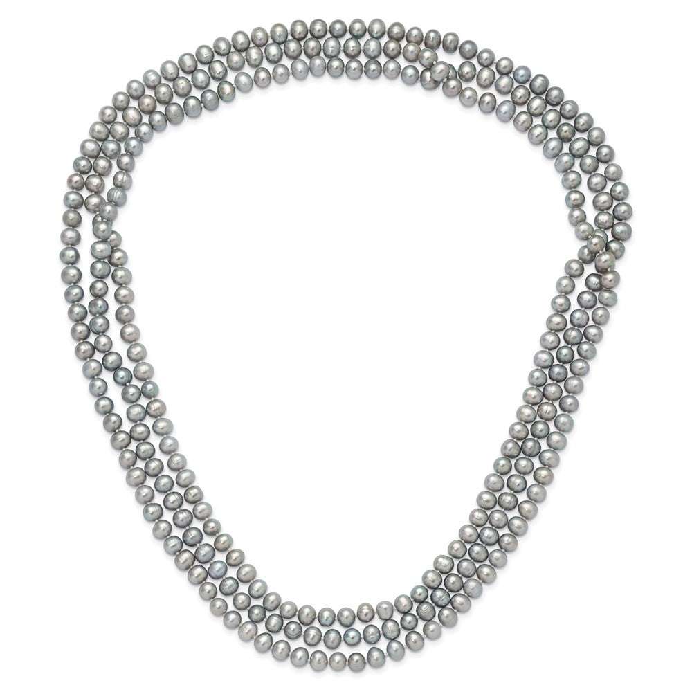 7-8mm Grey Near-Round Freshwater Cultured Pearl 76 inch Slip on Necklace QH5776