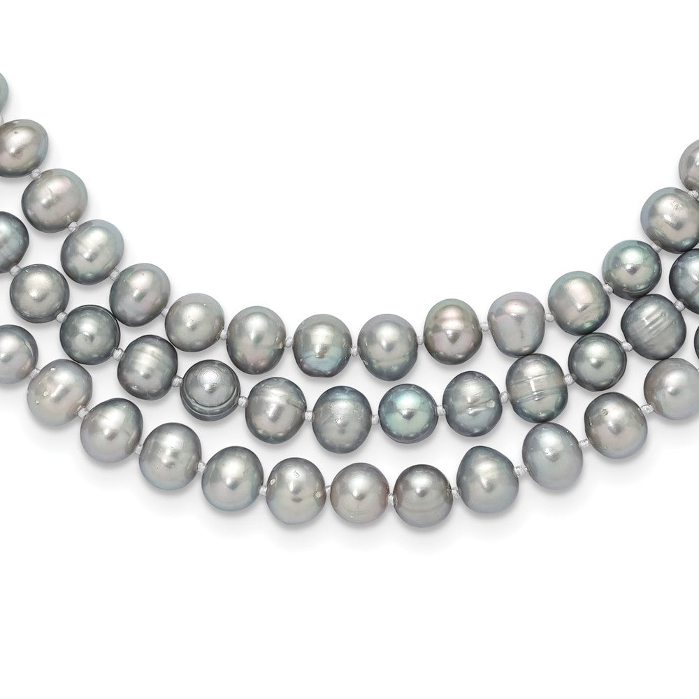 7-8mm Grey Near-Round Freshwater Cultured Pearl 76 inch Slip on Necklace QH5776
