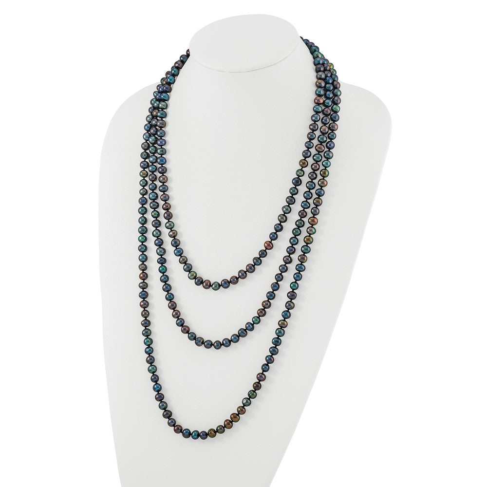 7-8mm Black Near-Round Freshwater Cultured Pearl 76 inch Slip on Necklace QH5777