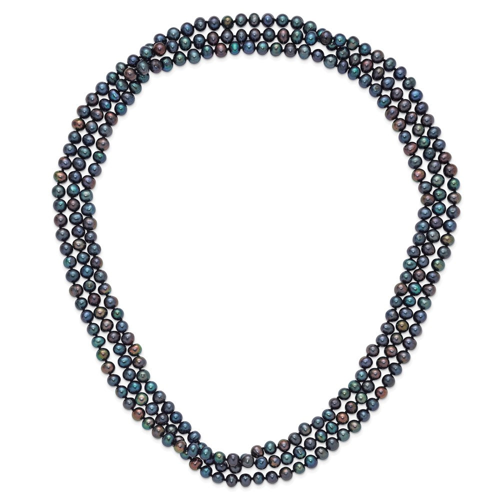 7-8mm Black Near-Round Freshwater Cultured Pearl 76 inch Slip on Necklace QH5777