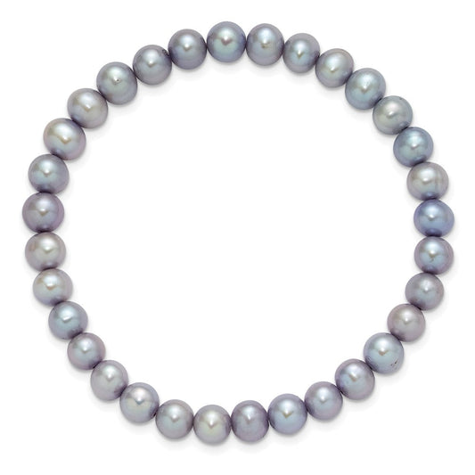7-8mm Semi-Round Grey/White/Black/Red/Green Freshwater Cultured Pearl Stretch 5-Bracelet Set QH5838