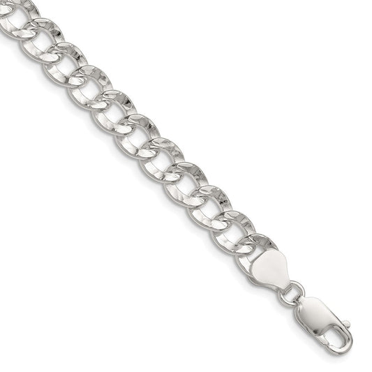 Sterling Silver 7.6mm Hammered Curb Chain QHCB180-8