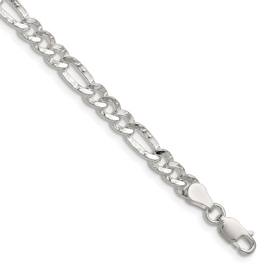 Sterling Silver 4.75mm Hammered Figaro ChainQHF120