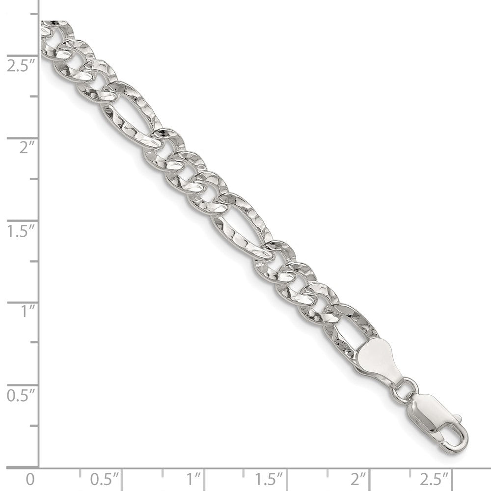 Sterling Silver 6.3mm Hammered Figaro Chain QHF150-8