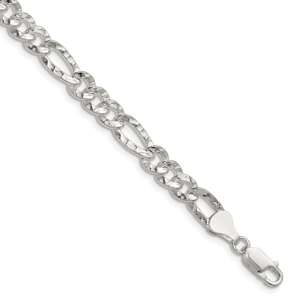 Sterling Silver 6.3mm Hammered Figaro Chain QHF150-8