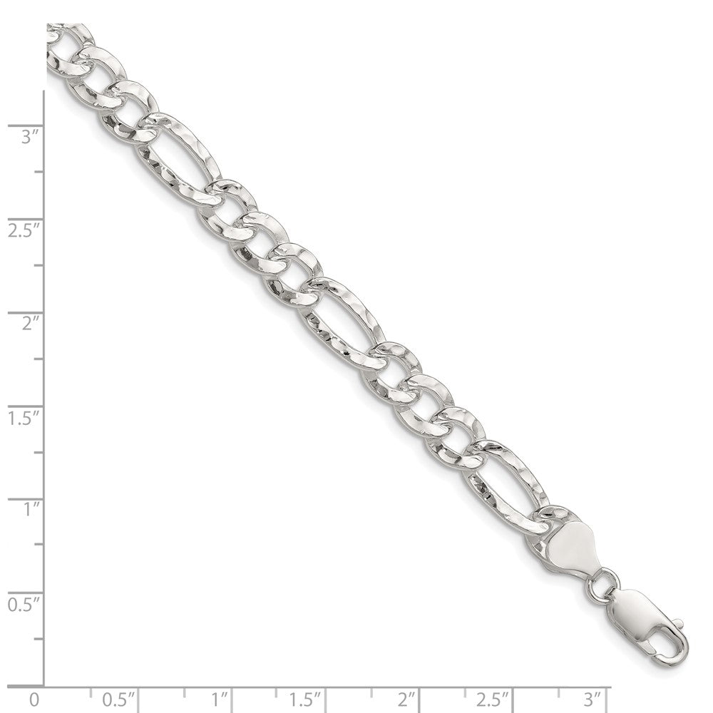 Sterling Silver 7.6mm Hammered Figaro Chain QHF180-8
