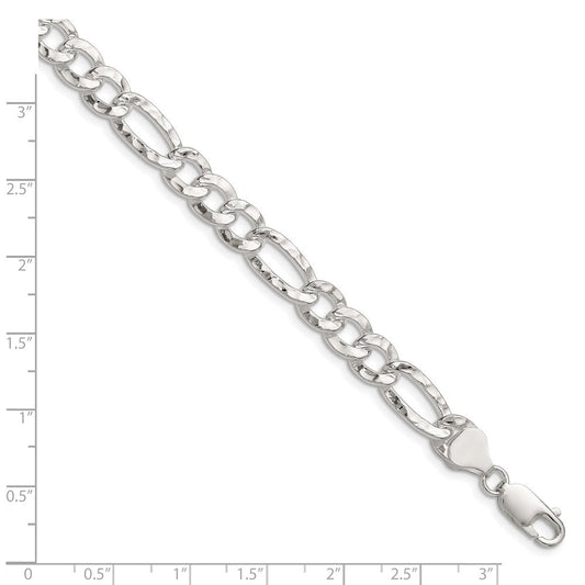 Sterling Silver 7.6mm Hammered Figaro Chain QHF180-8