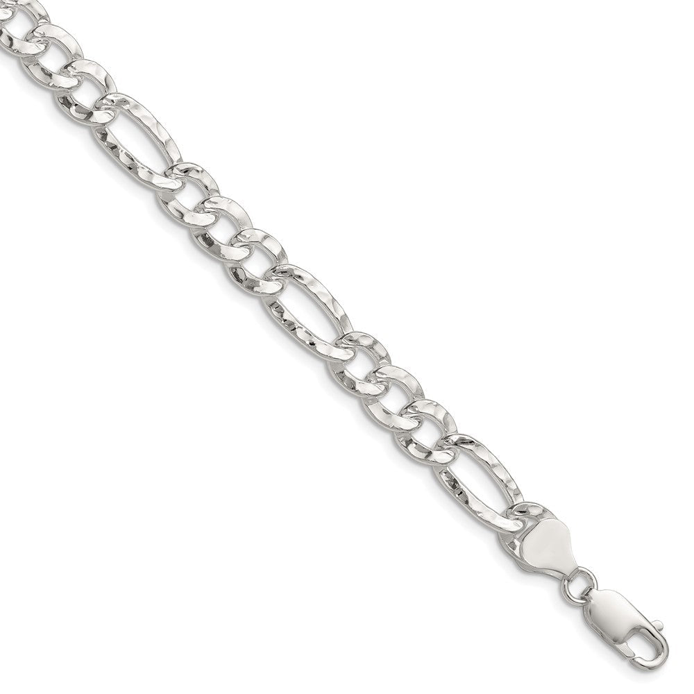 Sterling Silver 7.6mm Hammered Figaro Chain QHF180-8