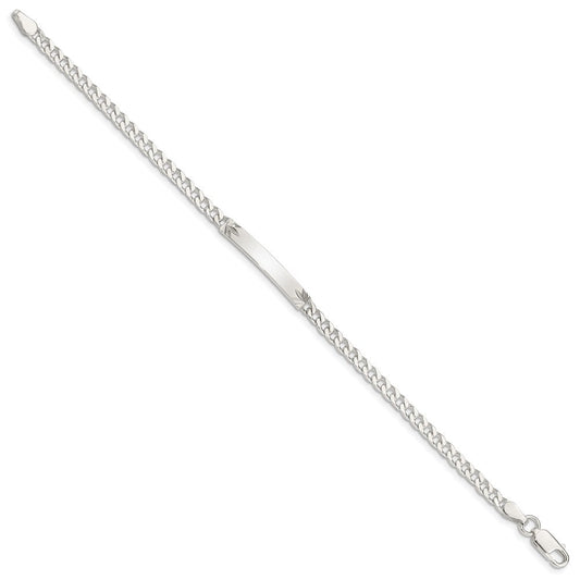 Sterling Silver Polished Engraveable Curb Link ID Bracelet QID101-7