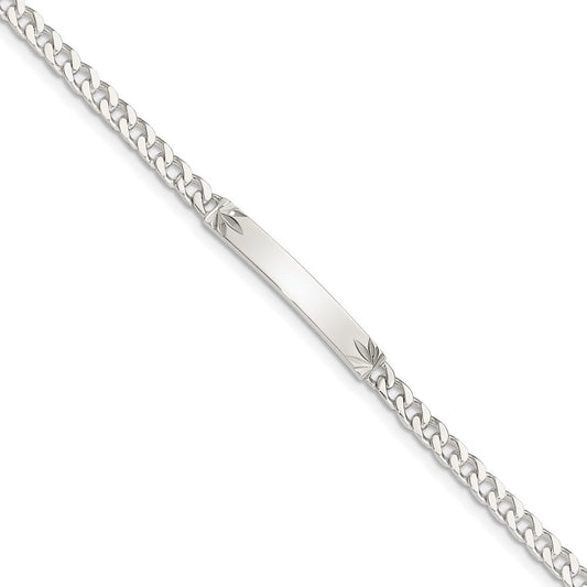 Sterling Silver Polished Engraveable Curb Link ID Bracelet QID101-7