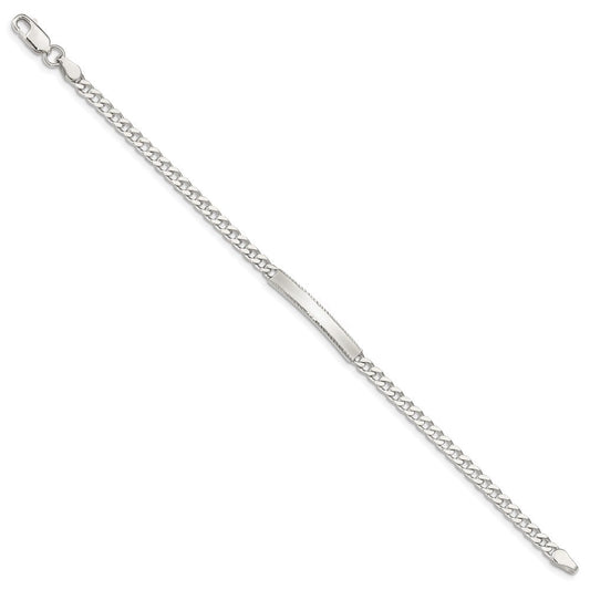 Sterling Silver Diamond-cut Engraveable Curb Link ID Bracelet QID102-7