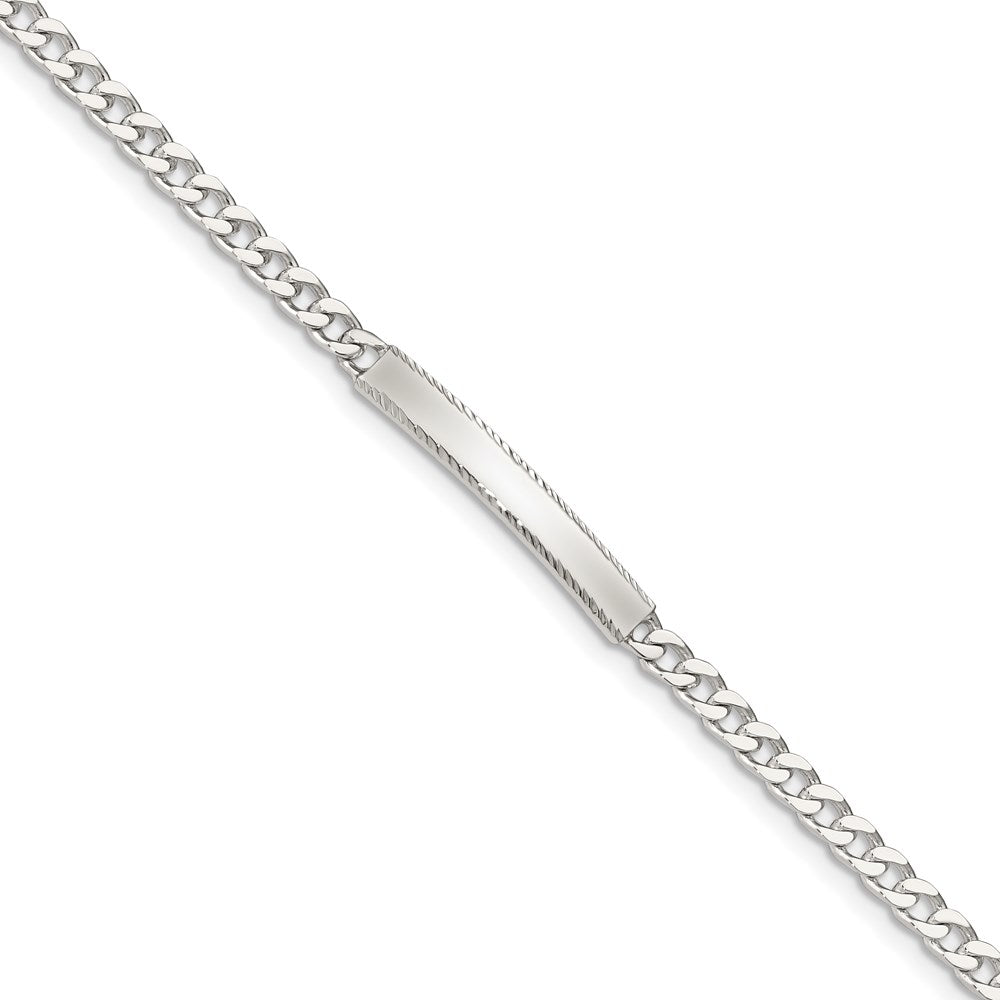 Sterling Silver Diamond-cut Engraveable Curb Link ID Bracelet QID102-7